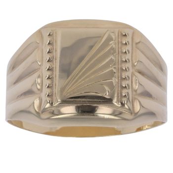 14ct Yellow Gold Patterned Signet Ring