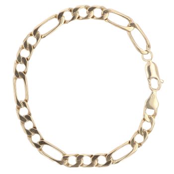 9ct Yellow Gold Figaro Bracelet 7"