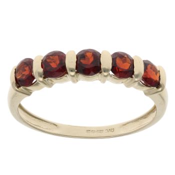 9ct Yellow Gold Garnet Five Stone Ring
