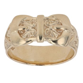 9ct Yellow Gold Patterned Buckle Ring