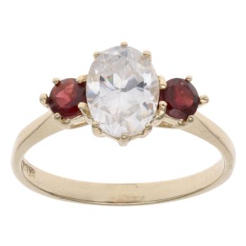 9ct Yellow Gold Cubic Zirconia Three Stone Ring