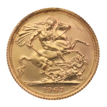 1967 Elizabeth II First Portrait UK Full Sovereign Coin