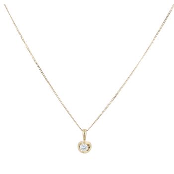 18ct Yellow Gold 0.15ct Diamond Solitaire Diamond Pendant and Chain 18"