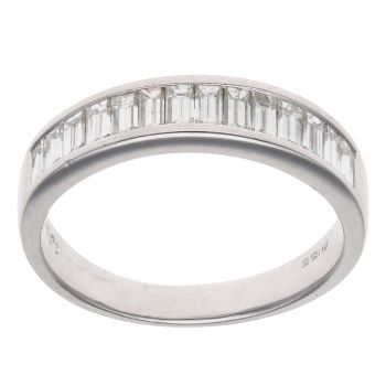 18ct White Gold 1.00ct Baguette Cut Diamond Half Eternity Ring
