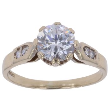 9ct Yellow Gold Cubic Zirconia Single Stone Ring