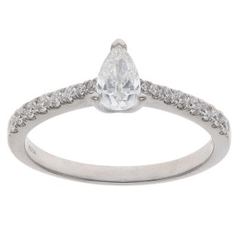 Platinum 0.75ct Pear and Brilliant Cut Diamond Solitaire Ring