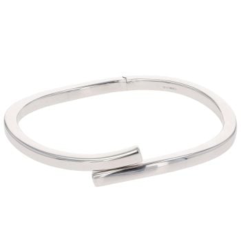 9ct White Gold Crossover Hinged Bangle