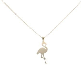 9ct Yellow Gold Flamingo Pendant And Chain 18"