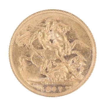 1907 Edward VII Large Head UK Full Sovereign Coin