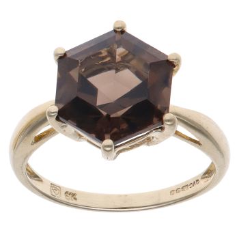 9ct Yellow Gold Smoky Quartz Solitaire Ring