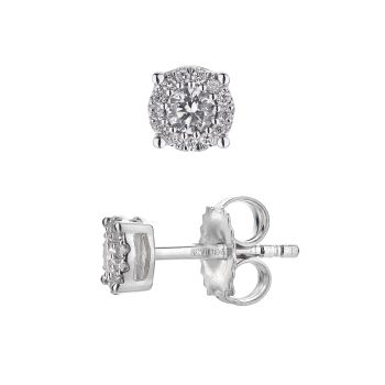 9ct White Gold 0.18ct Diamond Solitaire Stud Earrings