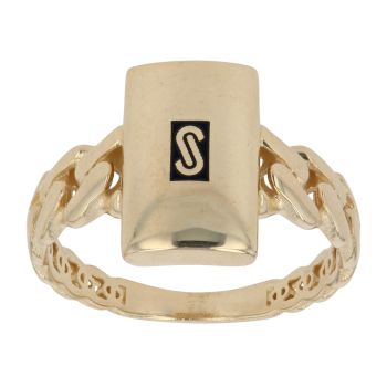 14ct Yellow Gold Monaco Classic Plain Link Signet Ring
