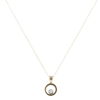 18ct Yellow Gold 0.25ct Brilliant Cut Diamond Circle Pendant And Chain 18"