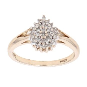 9ct Yellow Gold 0.25ct Brilliant Cut Diamond Cluster Ring