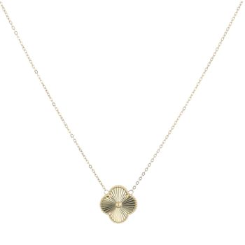 18ct Yellow Gold Clover Pendant and Chain 18"