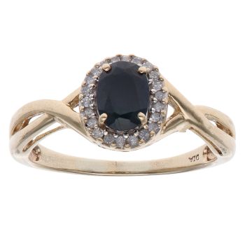 9ct Yellow Gold 0.10ct Diamond and Sapphire Cluster Ring