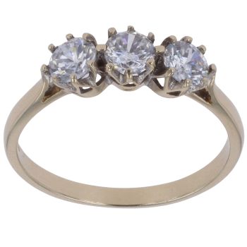 9ct Yellow Gold Cubic Zirconia Three Stone Ring