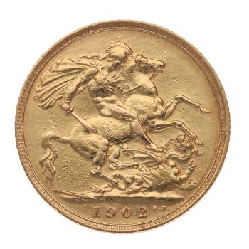 1902 Edward VII Large Head UK Full Sovereign Coin