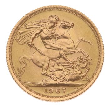 1967 Elizabeth II First Portrait UK Full Sovereign Coin