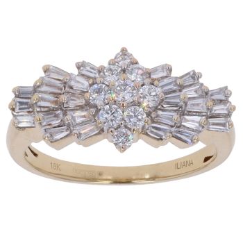 18ct Yellow Gold 1.00ct Diamond Cluster Ring