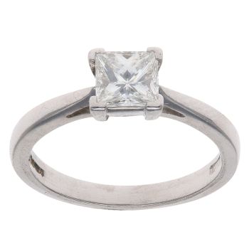 Platinum 0.74ct Princess Cut Diamond Solitaire Ring
