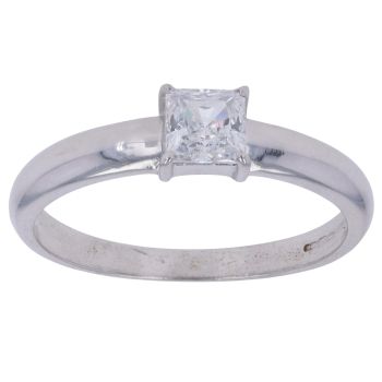 9ct White Gold Cubic Zirconia Single Stone Ring