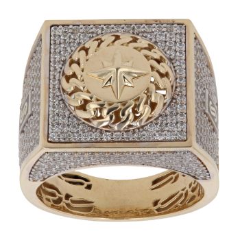 14ct Yellow Gold Monaco NO6/W Cubic Zirconia Signet Ring