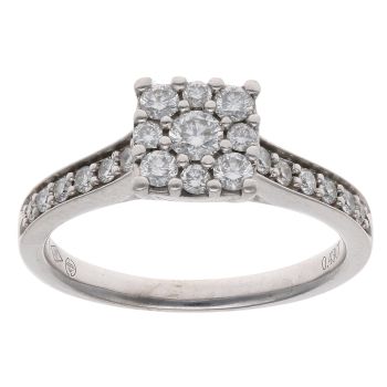 9ct White Gold 0.43ct Brilliant Cut Diamond Cluster Ring