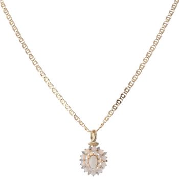9ct Yellow Gold Opal Cluster Pendant and Chain 18"