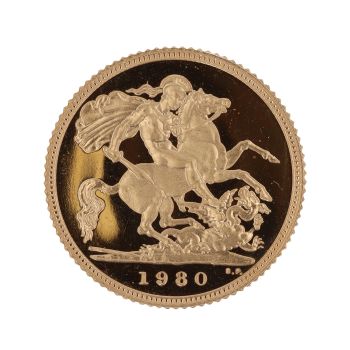 1980 Elizabeth II Decimal Portrait UK Half Sovereign Coin