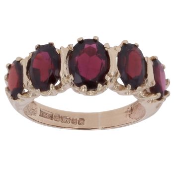 9ct Yellow Gold Garnet Five Stone Ring