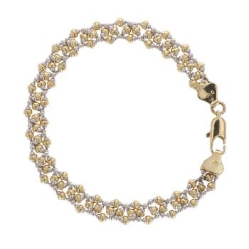 18ct Yellow And White Gold Fancy Bead Bracelet 6"