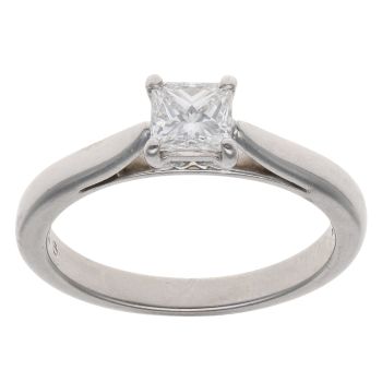 Platinum 0.50ct Princess Cut Diamond Solitaire Ring