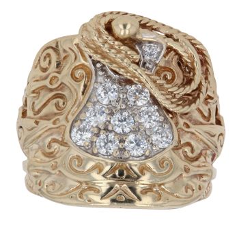 9ct Yellow Gold Cubic Zirconia Saddle Ring