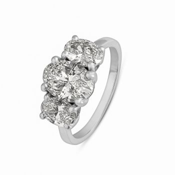 9ct White Gold 2.50ct Oval Cut Trilogy Lab Grown Diamond Ring Lab Grown