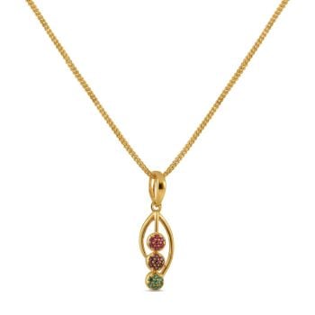 Gold Pendant with Multi Colored Cubic Zirconia Stones