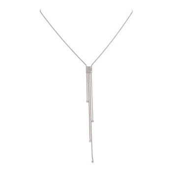 18ct White Gold 0.10ct Diamond Tassel Necklet 16"
