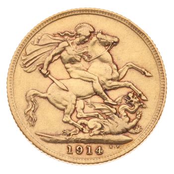 1914 George V Large Head UK Full Sovereign Coin