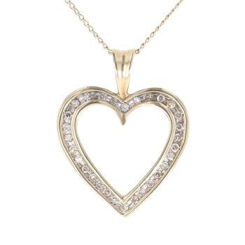 9ct Yellow Gold 0.25ct Diamond Heart Pendant and Chain 18"