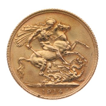 1914 George V Large Head UK Full Sovereign Coin