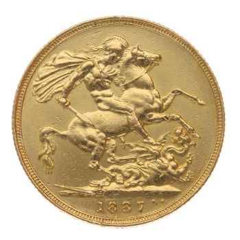 1887 Victoria Jubilee Head UK Full Sovereign Coin