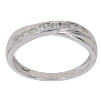 9ct White Gold 0.25ct Brilliant Cut Diamond Crossover Ring