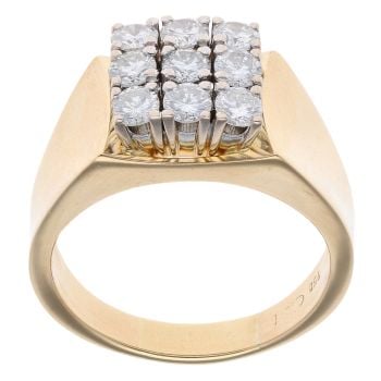 18ct Yellow Gold 1.35ct Diamond Signet Ring