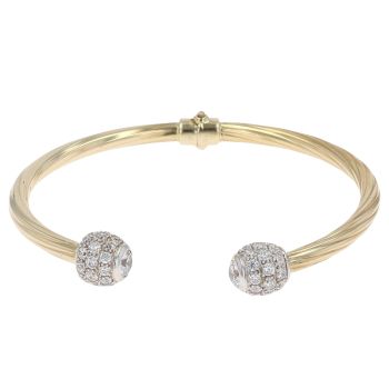 9ct Yellow Gold Cubic Zirconia Twisted Torque Bangle