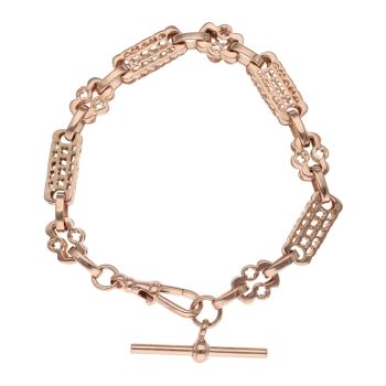 9ct Rose Gold Stars and Bars Bracelet 7.5"