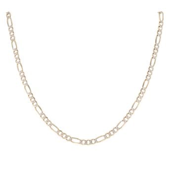 9ct Yellow And White Gold Diamond Cut Figaro Chain 22"