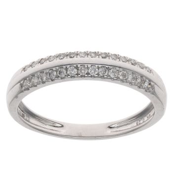 9ct White Gold 0.25ct Brilliant Cut Diamond Two Row Fancy Ring