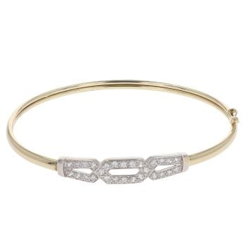 9ct Yellow Gold Cubic Zirconia Patterned Bangle