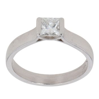 Platinum 0.51ct Princess Cut Diamond Solitaire Ring