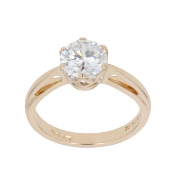 14ct Yellow Gold Cubic Zirconia Single Stone Ring